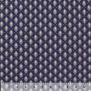 White Feather Glyph Rows on Midnight Navy Single Spandex Knit Fabric