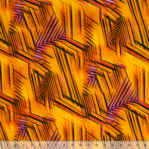 Sunset Palm Leaves DTY Single Spandex Knit Fabric