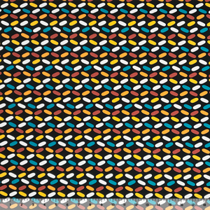 Mod Capsule Stars on Black Lycra Spandex Knit Fabric