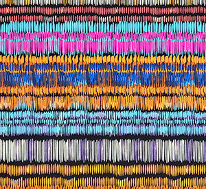 Colorful Batik Rows DTY Single Spandex Knit Fabric