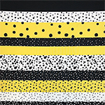 Black Yellow Stripes & Dot Mix Single Spandex Knit Fabric