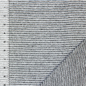 Charcoal Black White Pinstripe Hacci Sweater Knit Fabric