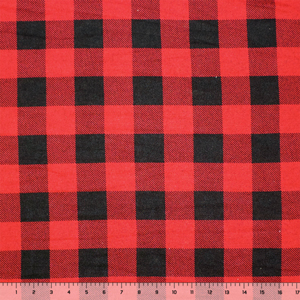Red Black Heather Buffalo Plaid Hacci Sweater Knit Fabric