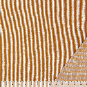 Half Yard Toffee Brown White Vertical Pinstripe Jersey Blend Double Knit Fabric