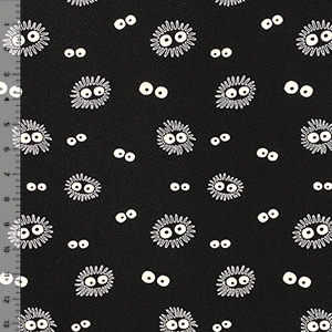 Googly Eye Critter on Black Liverpool Pique Double Knit Fabric
