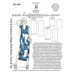 Hot Patterns Trilogy Shift Dress, Tunic & Top Sewing Pattern