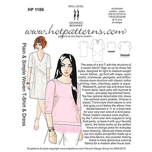 Hot Patterns Plain & Simple Woven T-Shirt and Dress Sewing Pattern